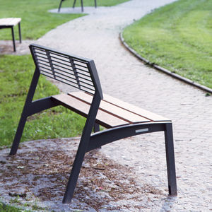 Parkbank / modern / Massivholz / mit Rückenlehne