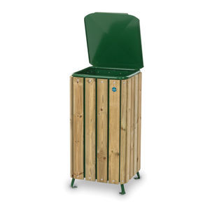 Park-Abfallbehälter / Stahl / Holz / modern