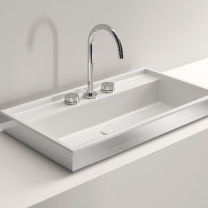 Aufsatzwaschbecken / rechteckig / Stahl / modern