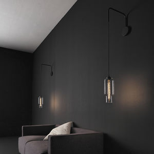 moderne Wandleuchte / Messing / geblasenes Glas / Glühlampen