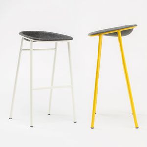moderner Barhocker / Stahl / Polster / gelb