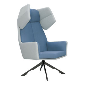 moderner Sessel / Stoff / Leder / pulverbeschichteter Stahl