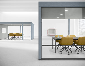 POD-Büro / Akustik / mit integrierter LED-Beleuchtung / vernetzt / USB