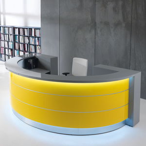 modulare Empfangstheke / halbrund / Laminat / Glas