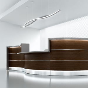 modulierbare Empfangstheke / halbrund / Laminat / Aluminium