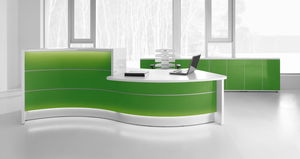 modulierbare Empfangstheke / Laminat / Aluminium / Glas