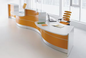 modulierbare Empfangstheke / Laminat / Aluminium / Glas
