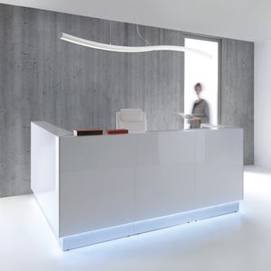 modulare Empfangstheke / für Eckeinbau / Laminat / Edelstahl