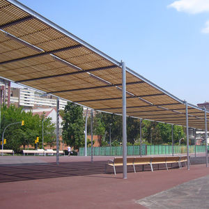 selbsttragende Pergola / Stahl / Holzdach / modulierbar