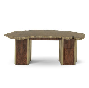 Holzfurnier-Schreibtisch / aus Palisander / poliertes Messing / originelles Design
