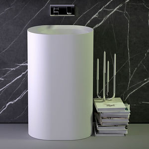 freistehendes Waschbecken / oval / Mineralwerkstoff / modern