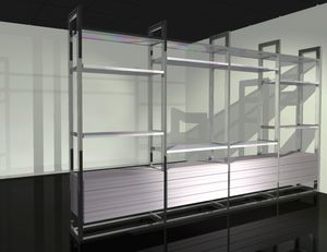 modernes Regal / Holz / Aluminium / Glas