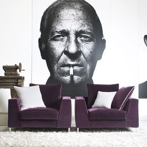 moderner Sessel / Stoff / Leder / mit abnehmbarem Kissen