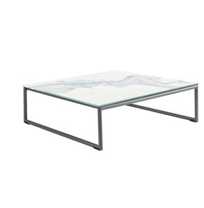 moderner Couchtisch / Keramik / Marmor / mit Fußgestell aus lackiertem Aluminium