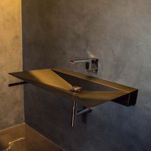 Wand-Waschbecken / rechteckig / Stahl / modern