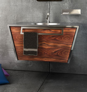 hängender Waschtisch-Unterschrank / Holz / Edelstahl / modern