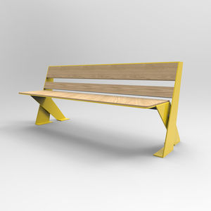 Parkbank / modern / Holz / verzinkter Stahl