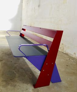 Parkbank / modern / Holz / verzinkter Stahl