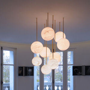 moderner Lüster / Stahl / Alabaster / LED