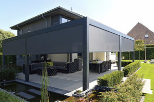 Angebaute Pergola - B-150 - Brustor - selbsttragend / Aluminium / mit