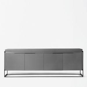 modernes Sideboard / Holz / gestrichenes Metall / grau