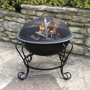Garten-Feuerkorb / Holz / Stahl / modern