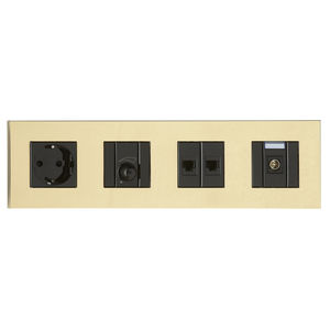 multiple Steckdose / wandmontiert / Messing / modern