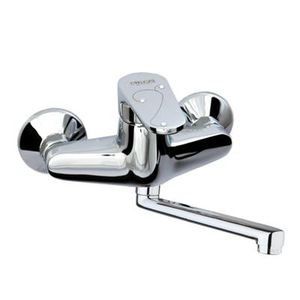 wandmontierter Einhebelmischer / verchromtes Metall / für Küchen / 2-Loch
