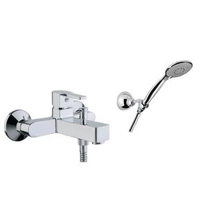 Einhebelmischer für Badewanne / wandmontiert / verchromtes Metall / Badezimmer