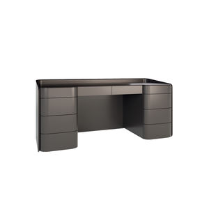 Holzfurnier-Schreibtisch / lackiertes Metall / Marmor / modern