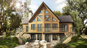 Haus aus Massivholz-Block