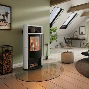 Holz-Kaminofen / Metall / aus Sandstein / Speck