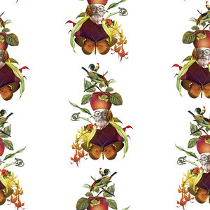 moderne Tapete / Vlies / Blumenmuster / Stoffoptik