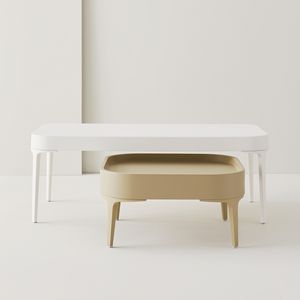 moderner Couchtisch / Polyurethan / mit Fußgestell aus Aluminium / rechteckig