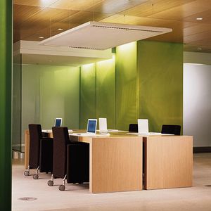 Schreibtisch für Open Space / Holz / Laminat / anodisiertes Aluminium