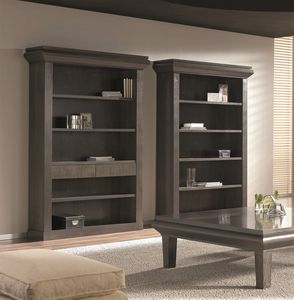 klassische Bibliothek / aus Nussbaum / aus Buche