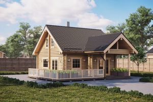 passives Haus / aus Massivholz-Block / Design / Holz