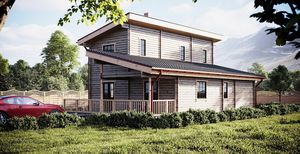 Haus aus Massivholz-Block 1