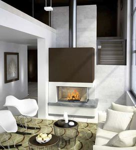 Holzkamin / modern / geschlossene Feuerstelle / Ecken