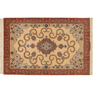 Orient-Teppich / Blumenmotive / Wolle / Seide