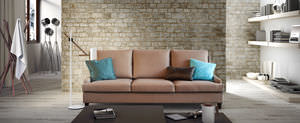 klassisches Sofa / Stoff / 3 Plätze / braun