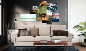 klassisches Sofa / Leder / 3 Plätze / beige