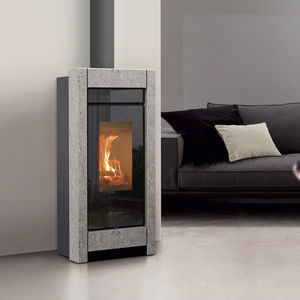 Holz-Kaminofen / Metall / Stein / modern