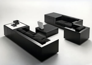 modernes Sofa / Leder / 2 Plätze / mehrfarbig
