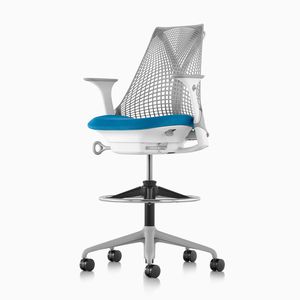 Stoff-Arbeitshocker / mit Rollen / Polster / drehbar