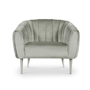 moderner Sessel / Samt / beige