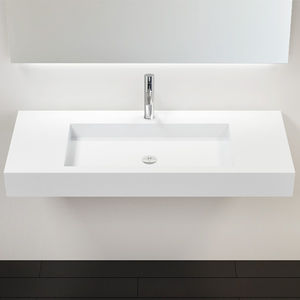 Wand-Waschbecken / rechteckig / aus Mineralguss / modern