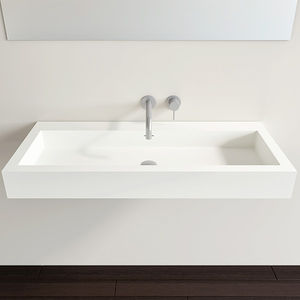 doppeltes Waschbecken / Wand / rechteckig / aus Mineralguss