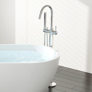 Einhebelmischer für Waschtisch / für Badewanne / bodenstehend / aus verchromtem Messing