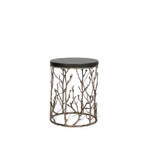 Beistelltisch / originelles Design / aus Ebenholz / Messing / Leder
